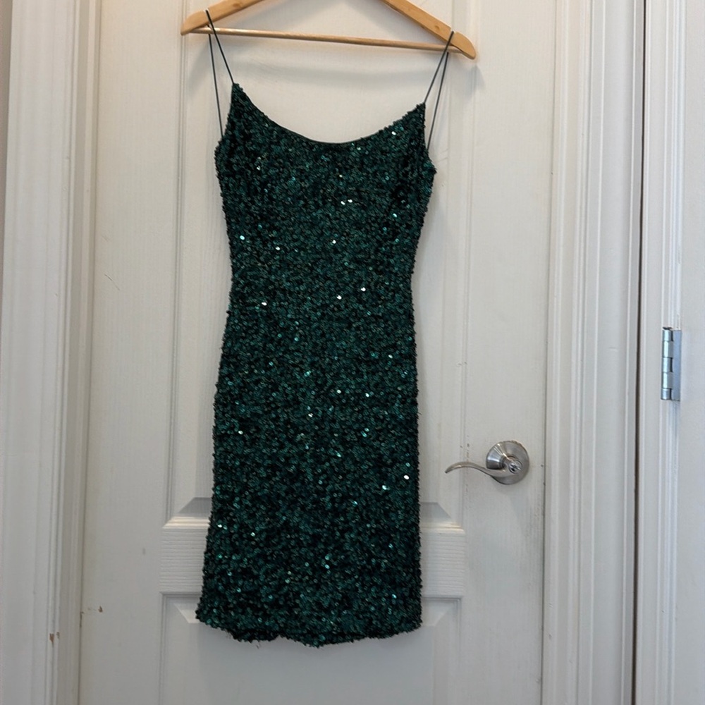 Emerald green sequin dress